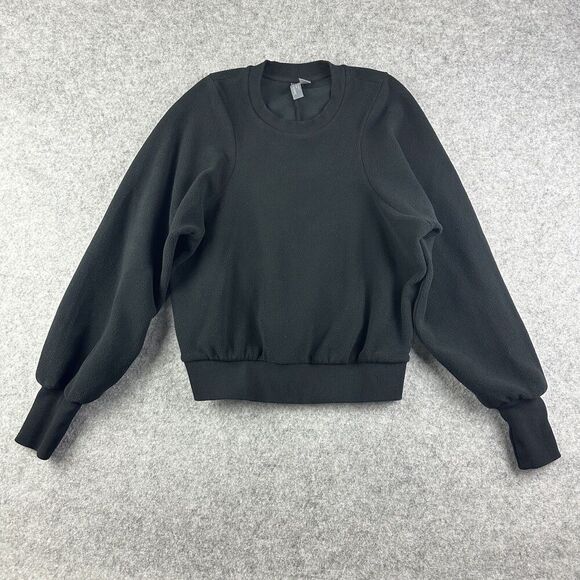 Sweaty Betty Compass Seam Sweatshirt Womens Small Black Soft Fleece Thumbhole LS - Picture 1 of 14